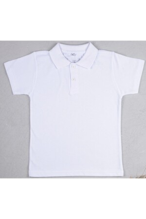 Okul Polo Yaka Kısa Kol Beyaz Erkek Tişört 7/14 Yaş - Beberium Kids