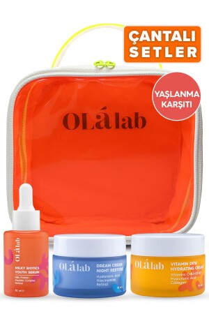 مجموعة رعاية الجلد من مكافحة الشيخوخة مع حقيبة تجديد الجلد هدية - Olalab