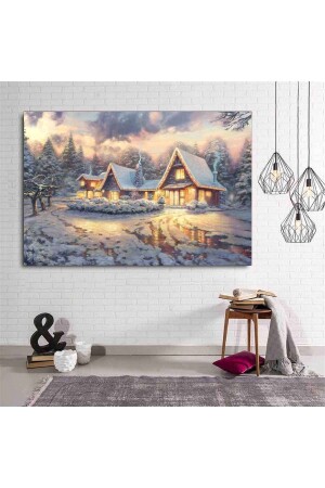 Ölgemälde Winterlandschaft, dekorativer Leinwanddruck, Premium-Qualität, Landscape67 - 1