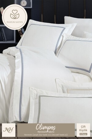 MNZ-Olimpos طلاء القطن المزروعات ساترين سوبر كينج الحجم 6 قطع غطاء القماش مجموعة NPT-NT-R-0226 - Nazik Home