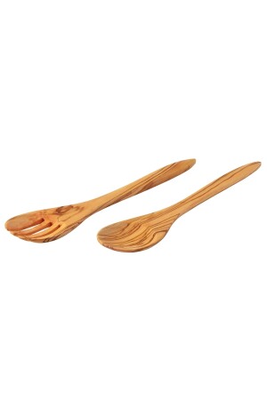 Olivenbaum 30 cm. Salat-Servierset, Holzlöffel und Gabel handgefertigt DCOW2PCS - 7