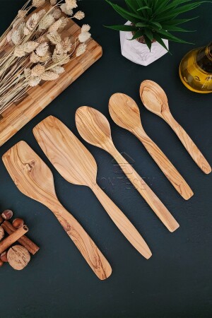 Olivenholz Holzlöffel Spachtel Set (Olivenholz) Holzlöffel ZYT05 - 1