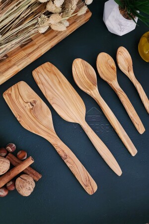 Olivenholz Holzlöffel Spachtel Set (Olivenholz) Holzlöffel ZYT05 - 4