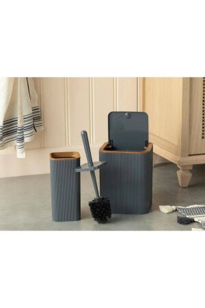 Olivia 2-teiliges Badezimmer-Set 18x22 cm-10x34 cm Anthrazit - 4