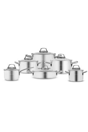 Olympia Induktionsbasiertes 12-teiliges Mitgift-Kochgeschirrset aus Stahl 153. 09. 01. 1633 - Karaca