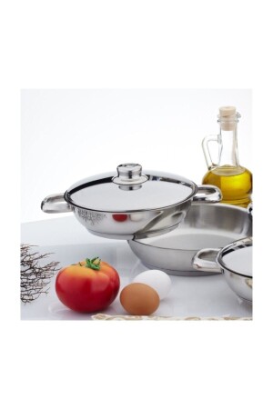 Omelette-Set aus Stahl, 3-teilig, mit Stahldeckel, 16/18/20 cm - 4