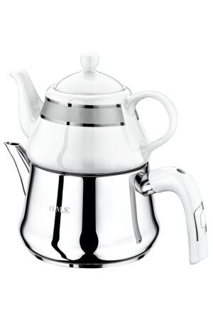 Oms 8025 (m) Orta Boy - 0,7 Lt.-1,7 Lt. Çelik Porselenli Çaydanlık 8025 Orta Çaydanlık - OMS PASLANMAZ