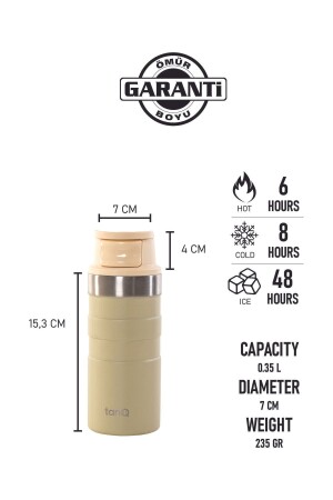 Ömür Boyu Garantili Active Paslanmaz Çelik Termos Vanilla 0.35 Lt- (12 Oz) - TANQ