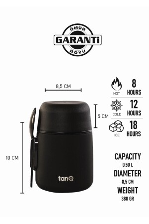 Ömür Boyu Garantili Bento Paslanmaz Çelik Yemek-mama Termosu Midnihgt Black 0.50 Lt- (17 OZ) - TANQ