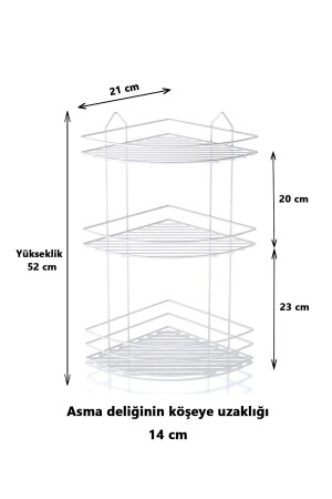 Ömür Boyu Paslanmaz Yapışkanlı Banyo Köşeliği Düzenleyici Şampuanlık Duş Rafı Beyaz Ek-03 - 4