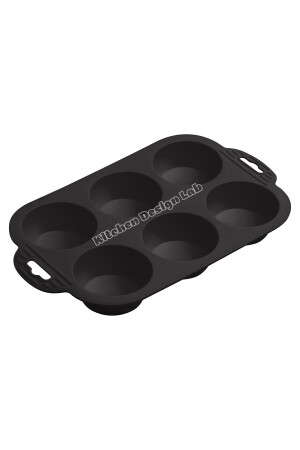 One Piece Anthrazit, 6-teilige Silikon-Mini-Kuchenform – Muffinform, 6-teilige Form, herzförmige Kuchenform, 24 x 16 cm, 6-teilige Cupcake-Form, Grau, 24 x 16 cm - 1