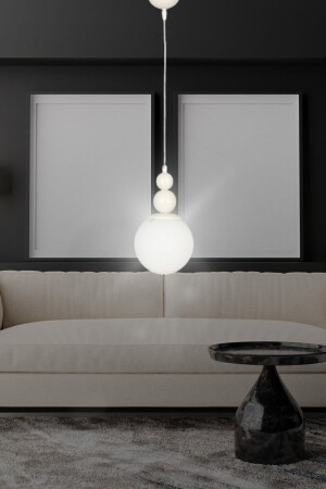 One Single Special Pendelleuchte Kronleuchter Echtglas - Weiß / Weiß - Schlafzimmer - Wohnzimmer - Küche - Flur On-E1 - TEKFA