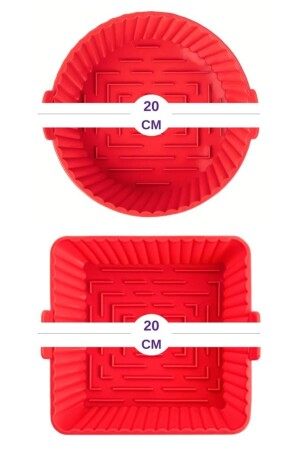 Onikiden Kare ve Yuvarlak Airfryer Silikon Pişirme Kabı Seti 20cm - Hava Fritözlerle Uyumlu 2’li Set SL099-SL101 - 3