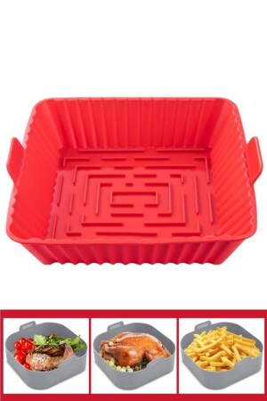 MNZ-Onikiden Fireproof Non-Stick Airfryer سليكون مربع طبق الخبز SL101 - متوافق مع محطات حفر الهواء 20x20cm - Silicolife