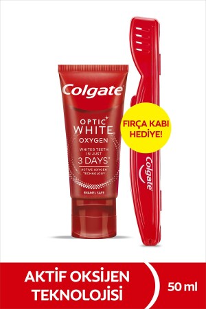 Optic White Oxygen Active Oxygen Technology Whitening Zahnpasta 50 ml Pinselbehälter Geschenk - Colgate