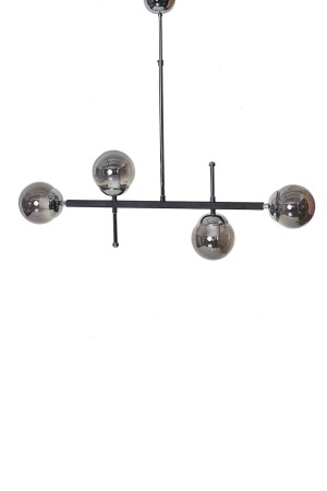 Optische 4-teilige Chrom-Schwarz-Metallgehäuse-Rauchglas-Design-Luxus-Pendelleuchte-Kronleuchter LZRNAVZ21 - 8