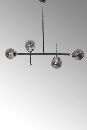 Optische 4-teilige Chrom-Schwarz-Metallgehäuse-Rauchglas-Design-Luxus-Pendelleuchte-Kronleuchter LZRNAVZ21 - 9