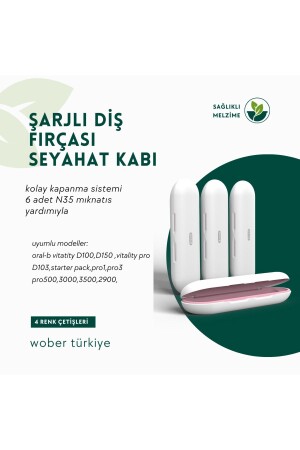 Oral-b Vitality kompatibler Aufbewahrungsbehälter – Schutzhülle für wiederaufladbare/elektrische Zahnbürsten – Reisebox (ROSA) - 3