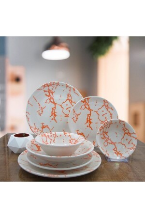 Orange Marble 24 Parça 6 Kişilik Yemek Takımı 8681349098730 - Arna Porselen
