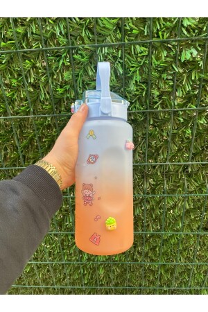 Orange Motivation Wasserflasche 2000 ml Wasserflasche, Bpa-frei | - 2