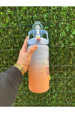 Orange Motivation Wasserflasche 2000 ml Wasserflasche, Bpa-frei | - 3