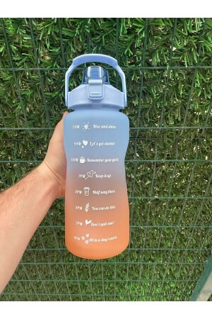 Orange motivierende Wasserflasche, Wasserflasche, Wasserflasche, 2 l, Tritan-Wasserflasche für Fitnessstudio, Bpa-freie Wasserflasche kt52 - 1