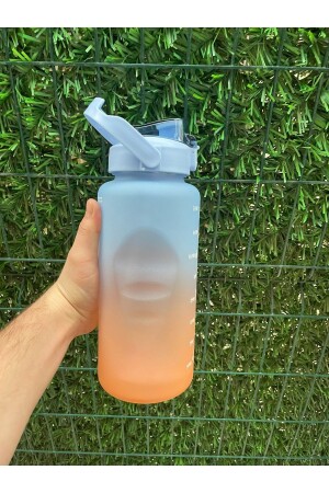 Orange motivierende Wasserflasche, Wasserflasche, Wasserflasche, 2 l, Tritan-Wasserflasche für Fitnessstudio, Bpa-freie Wasserflasche kt52 - 4