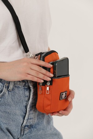 Orange U17 Reißverschlusstasche mit 3 Fächern und verstellbarem Riemen Unisex-Handyhalter-Brieftasche U:20 E:12 G:4 S225-00057 - 3