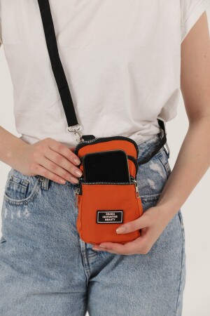 Orange U17 Reißverschlusstasche mit 3 Fächern und verstellbarem Riemen Unisex-Handyhalter-Brieftasche U:20 E:12 G:4 S225-00057 - 4