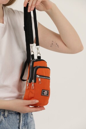 Orange U17 Reißverschlusstasche mit 3 Fächern und verstellbarem Riemen Unisex-Handyhalter-Brieftasche U:20 E:12 G:4 S225-00057 - 5