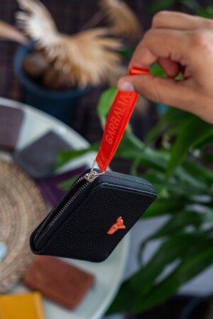 Orangefarbene Damenbrieftasche mit Nora-Griff und Reißverschluss und Münzfach NORA - 5