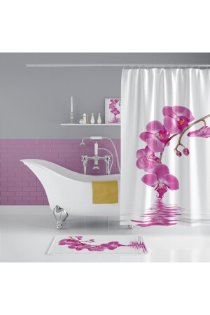 Orchideen-Badematte und einflügeliger Duschvorhang 1x120x200 im Set BAHORCHD5080-120 - 3