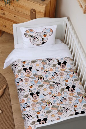 Organik Bebek Nevresim Takımı (100X150) - Cartoon Serisi - Mickey Ve Arkadaşları Pattern ETNTB1BCCS034 - 1