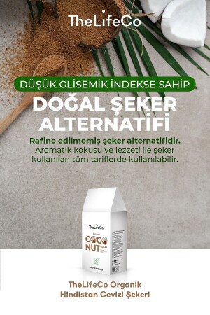 Organik Hindistan Cevizi Şekeri 300 G (DOĞAL- GLUTENSİZ- VEGAN- DÜŞÜK GLİSEMİK İNDEKS) - 3