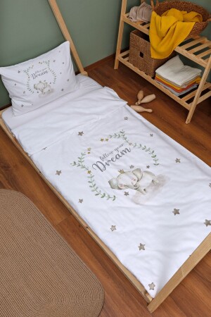 Organik Montessori Nevresim Takımı (100X200) - For Baby Serisi - Damask Filli ETNMN1STFB070 - 2