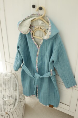 Organik Özel Dokuma 4 Katlı Müslin Bornoz B4013 - Mujo Baby&Kids