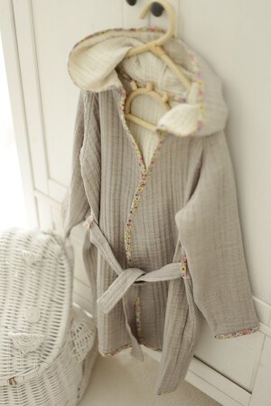 Organik Özel Dokuma 4 Katlı Müslin Bornoz - Mujo Baby&Kids