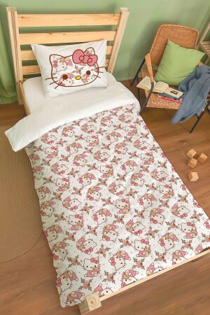 Organik Tek Kişilik Nevresim Takımı - Cartoon Serisi - Hello Kitty Pattern ETNTT1BCCS036 - 1