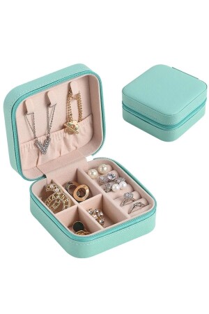 Organizer Schmuck Organizer Box Reise Schmuck Zubehör Tasche Türkis - 2