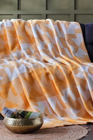 Origami Battaniye Çift Kişilik - Sarı 2Q9BTTORIG0020001 - Doqu Home