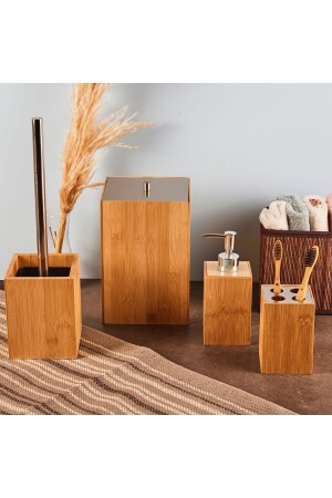 Original Bamboo 4-teiliges Badezimmer-Set mit Chromabdeckung 15701/8 - 2