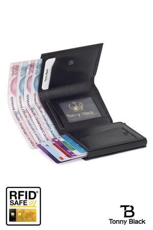Original-Geldbörse mit Automatikmechanismus, RFID-Schutz und Diebstahlschutz, mit Geld- und Kartenhalter TBRC0001 - 6