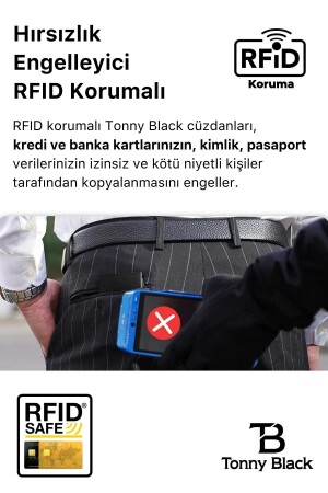 Original-Geldbörse mit Automatikmechanismus, RFID-Schutz und Diebstahlschutz, mit Geld- und Kartenhalter TBRC0001 - 2