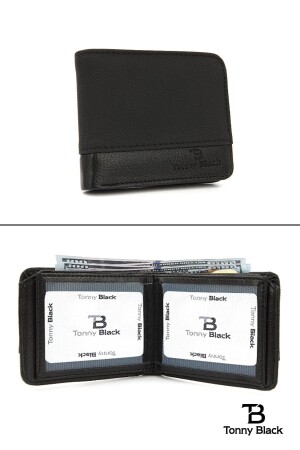 Originale schwarze, sportliche und stilvolle Herren-Geldbörse aus Leder mit Box, 10 Kartenfächern, 3 Ausweisfächern und 1 Fach für Papiergeld 21090000111103535 - 4