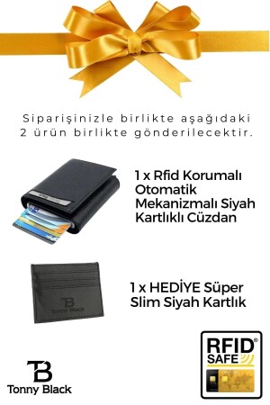 Orijinal Kutulu Süper Slim Kartlık Hediyeli Otomatik Mekanizmalı Çok Gözlü Akıllı Kredi Kartlık Hediye Kredi Kart ve Para Bölmeli Model - 8