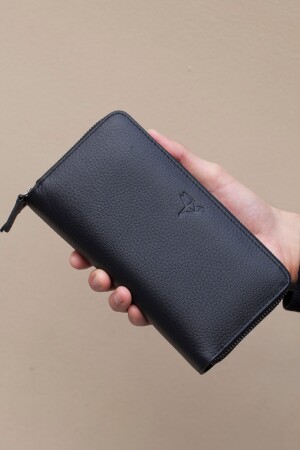 Orleans Handtasche aus echtem Leder in Schwarz mit RFID-Blockierung und Telefonfach, Geldbörse, Kartenhalter ORLEANSGUTI - 3