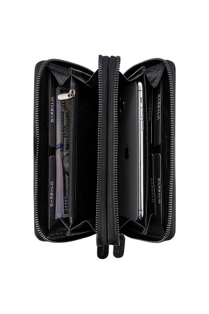 Orleans Handtasche aus echtem Leder in Schwarz mit RFID-Blockierung und Telefonfach, Geldbörse, Kartenhalter ORLEANSGUTI - 4