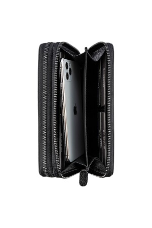 Orleans Handtasche aus echtem Leder in Schwarz mit RFID-Blockierung und Telefonfach, Geldbörse, Kartenhalter ORLEANSGUTI - 7