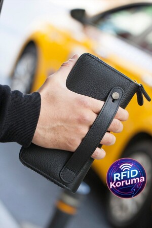 Orleans Handtasche aus echtem Leder in Schwarz mit RFID-Blockierung und Telefonfach, Geldbörse, Kartenhalter ORLEANSGUTI - 1