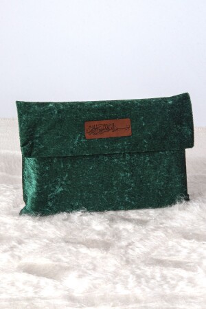 Orta Boy Kuranı Kerim Kadife Taşıma Çantası Yeşil - Ihvanonline